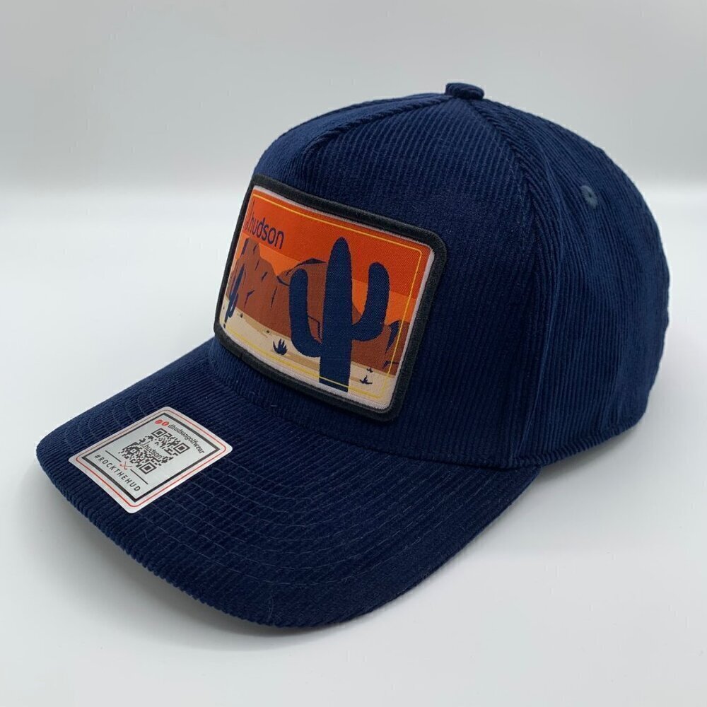 D Hudson Golfwear Mens Navy Blue Corduroy Snapback Hat New